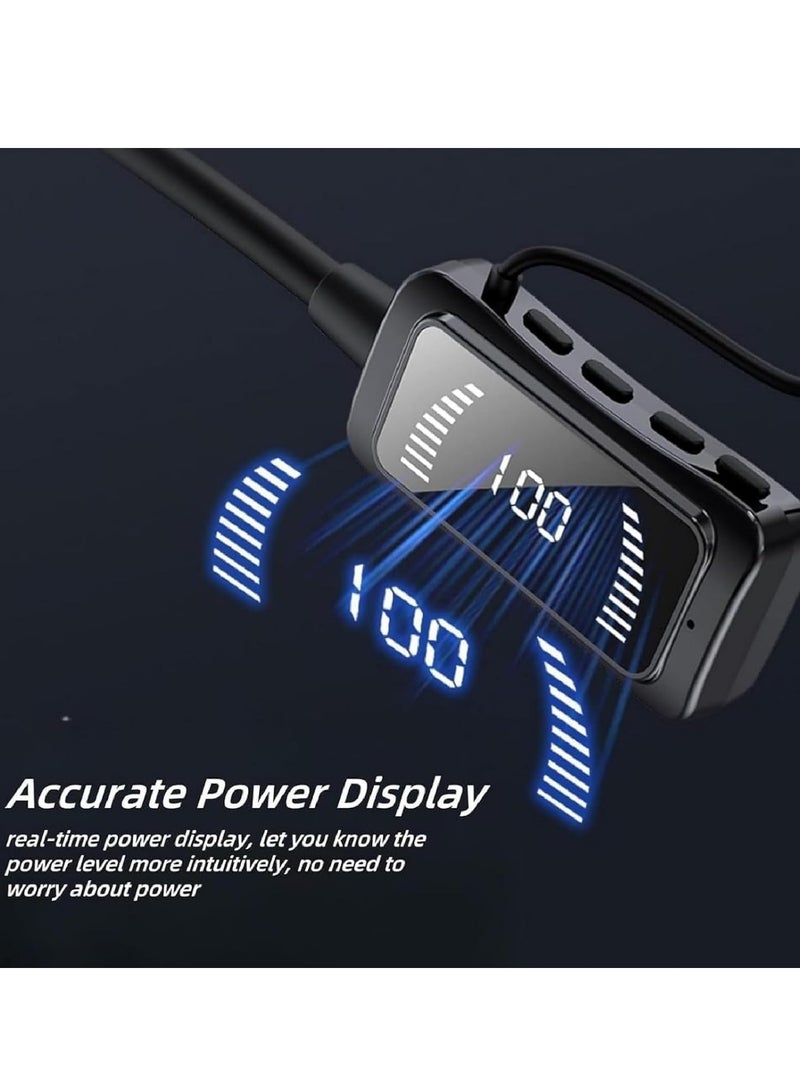 Black Panther سماعات أذن رياضية، بطاقة صوت لاسلكية لبث مباشر، سماعة أذن معلقة على الرقبة بتقنية البلوتوث، سماعة أذن لبث الصوت المباشر، للجنسين (أسود) - Image 2