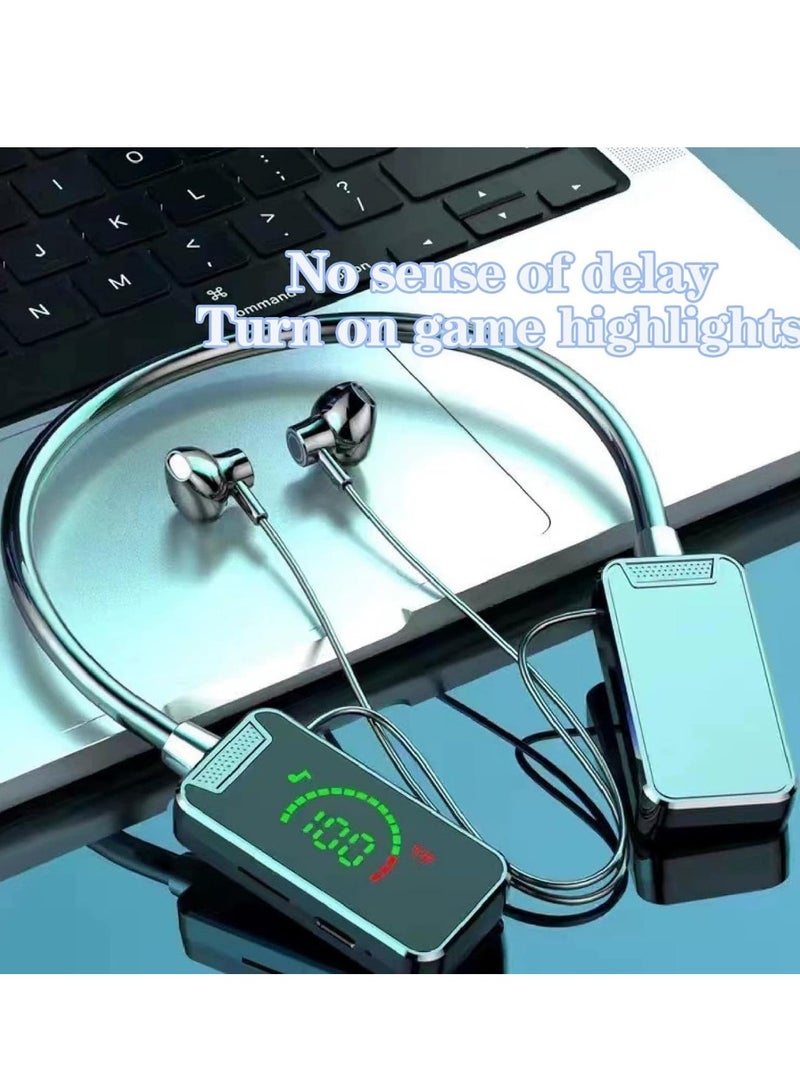 Black Panther سماعات أذن رياضية، بطاقة صوت لاسلكية لبث مباشر، سماعة أذن معلقة على الرقبة بتقنية البلوتوث، سماعة أذن لبث الصوت المباشر، للجنسين (أسود) - Image 4