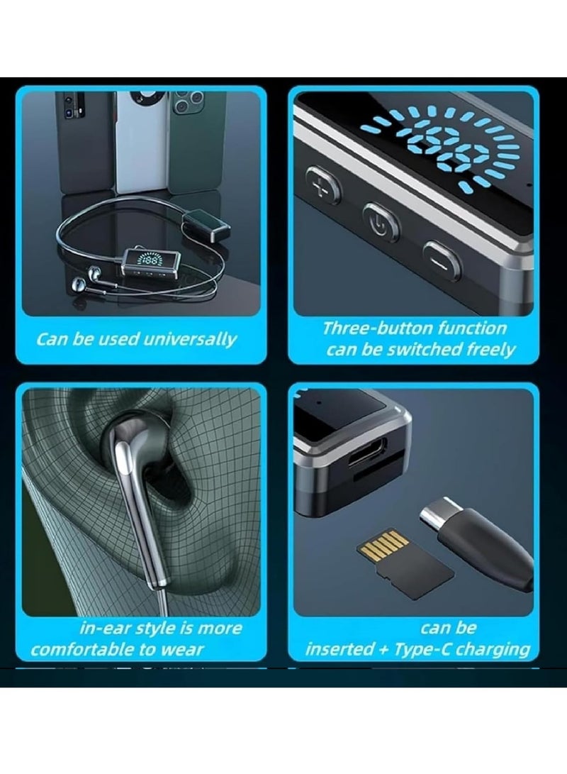 Black Panther سماعات أذن رياضية، بطاقة صوت لاسلكية لبث مباشر، سماعة أذن معلقة على الرقبة بتقنية البلوتوث، سماعة أذن لبث الصوت المباشر، للجنسين (أسود) - Image 5