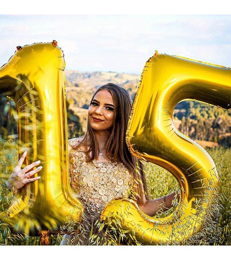 Large Gold Number 7 Foil Balloon Birthday Party Decoration Prop - Image 5
