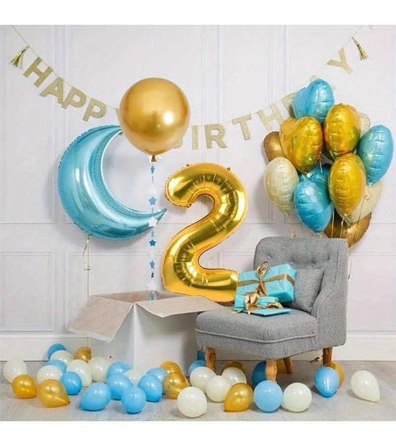 Large Gold Number 7 Foil Balloon Birthday Party Decoration Prop - Image 4