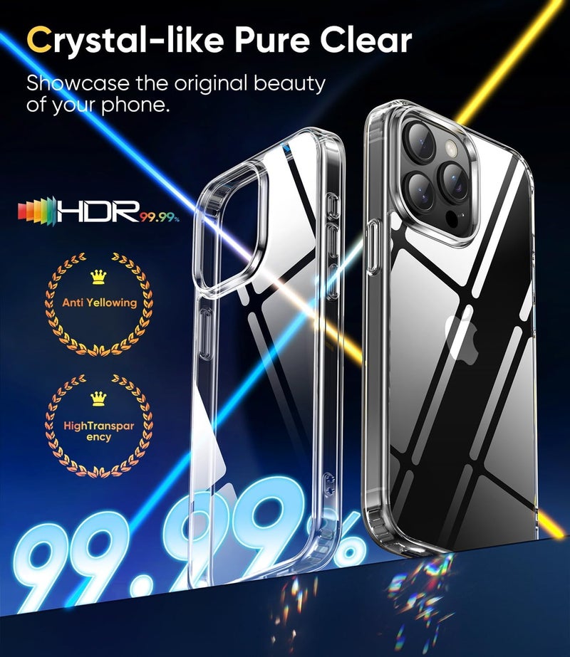 SUCGLES [2023 New] for iPhone 14 Pro Case, Crystal Ultra Clear Designed [Non-Yellowing] [Military Drop Protection] Shockproof Protective Slim Phone Case Bumper Thin Cover for (Apple iPhone 14pro, Clear) - Image 2