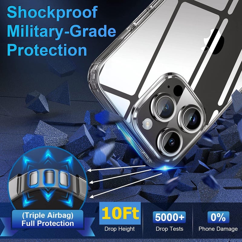 SUCGLES [2023 New] for iPhone 14 Pro Case, Crystal Ultra Clear Designed [Non-Yellowing] [Military Drop Protection] Shockproof Protective Slim Phone Case Bumper Thin Cover for (Apple iPhone 14pro, Clear) - Image 3