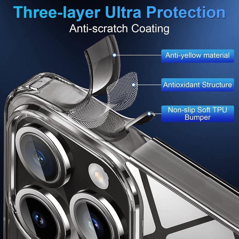 SUCGLES [2023 New] for iPhone 14 Pro Case, Crystal Ultra Clear Designed [Non-Yellowing] [Military Drop Protection] Shockproof Protective Slim Phone Case Bumper Thin Cover for (Apple iPhone 14pro, Clear) - Image 4