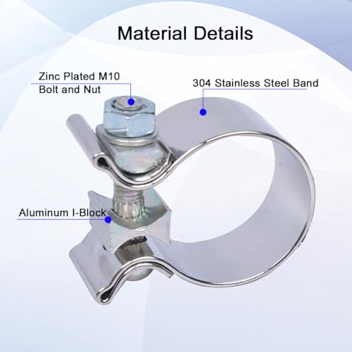 Elifecenter Universal ID 35 inch Exhaust Clamp Stainless Steel 312 inch Narrow Band Lap Joint Clamp - Image 5