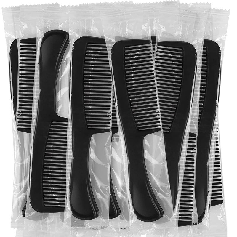 HQSLsund Bulk Hair Combs Pack of 100 - Individually Wrapped for Women, Kids, Hotel, Airbnb, Shelter, Nursing Home, Charity, and Church (Black) - Image 1