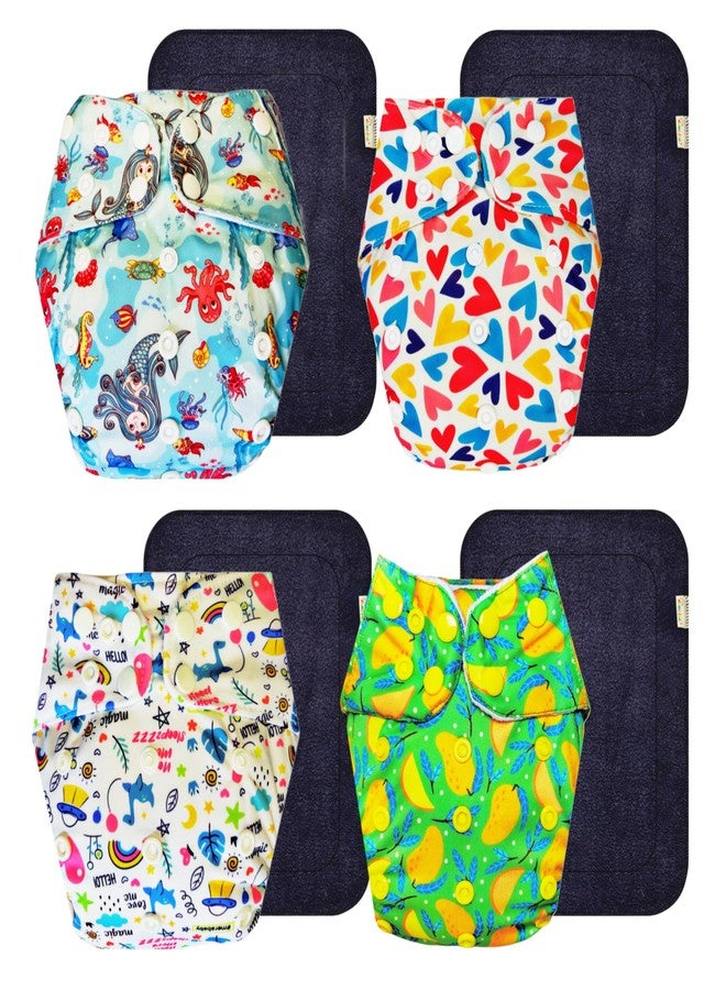 Dumbledo Premium Cloth Diaper with Gray Insert (Pack of 4) | Dry Feel and Comfortable | Breathable | Easy to Clean | Trusted by Moms | 3 Months - 3 Years | Unisex Baby - Image 1