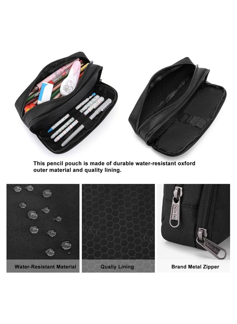 Pencil Case Large Capacity Pencil Pouch Aesthetic Pen Bag Office Stationery Organizer Simple Sturdy Multifunctional Pencil Bag for Men, Black - Image 5