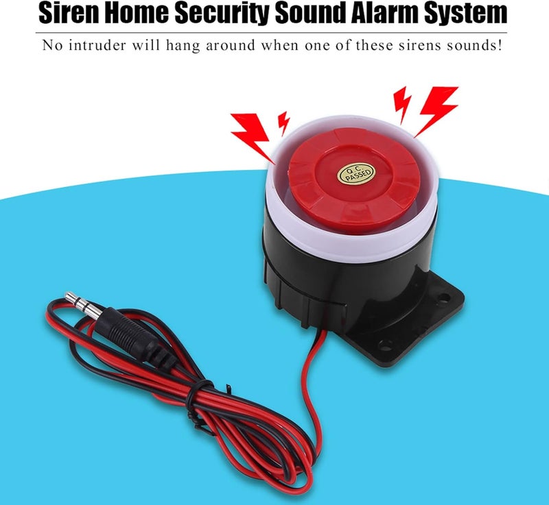 DC 12 V Wired Mini Alarm Horn, 110 dB Loud Sound Security System for Home or Office Protection, Red and Black, 5 cm, 1 Piece - Image 3