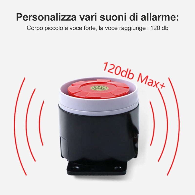 DC 12 V Wired Mini Alarm Horn, 110 dB Loud Sound Security System for Home or Office Protection, Red and Black, 5 cm, 1 Piece - Image 2