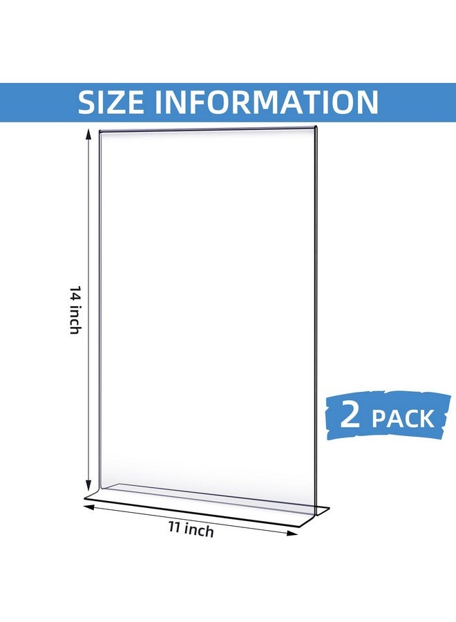 Shellwei Shellwei 11 x 14'' Acrylic Sign Holder Clear Acrylic Picture Frame Vertical Table Top Frame with Stand Double Sided T Shape Flyer Holder for Paper Menu Photo Restaurant Office Home(2 Pcs)  - Image 2