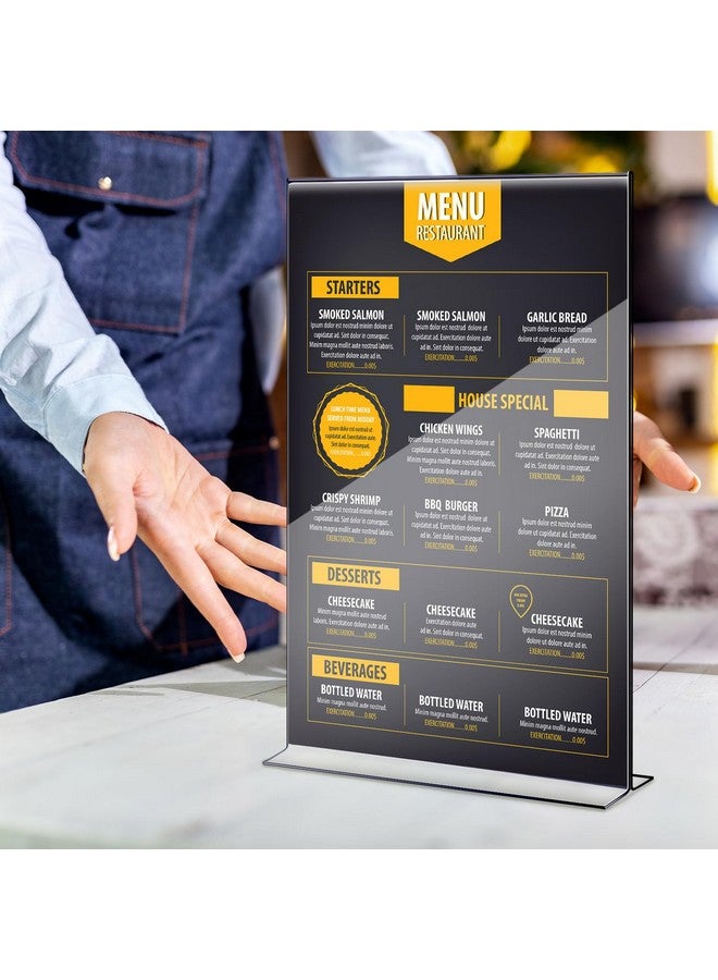 Shellwei Shellwei 11 x 14'' Acrylic Sign Holder Clear Acrylic Picture Frame Vertical Table Top Frame with Stand Double Sided T Shape Flyer Holder for Paper Menu Photo Restaurant Office Home(2 Pcs)  - Image 3