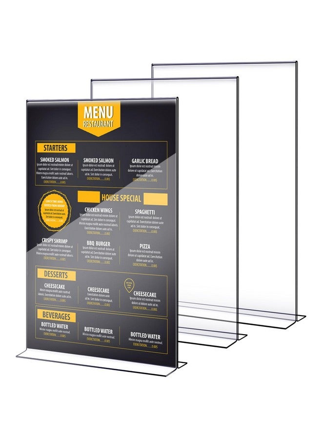 Shellwei Shellwei 11 x 14'' Acrylic Sign Holder Clear Acrylic Picture Frame Vertical Table Top Frame with Stand Double Sided T Shape Flyer Holder for Paper Menu Photo Restaurant Office Home(2 Pcs)  - Image 1