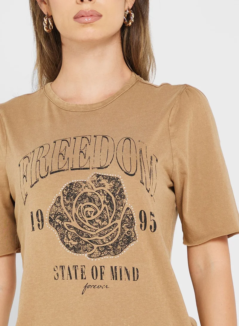 ONLY Puff Sleeve Printed Top