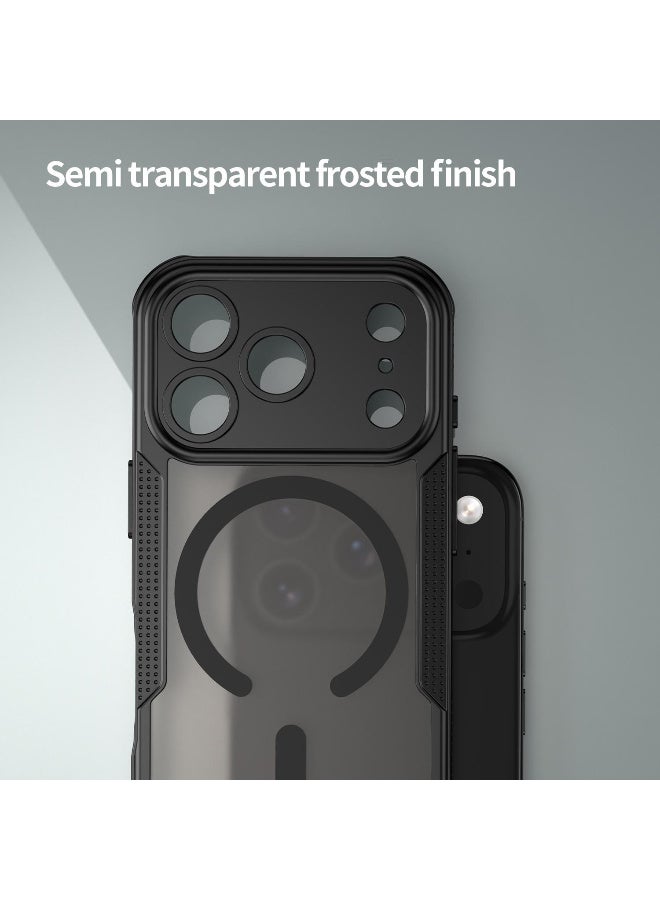 Cover For iPhone 17 Pro Max Armor Glaze MagSafe Magnetic Phone Case Raised edges around the screen and camera lens help prevent scratches - Black - Image 5