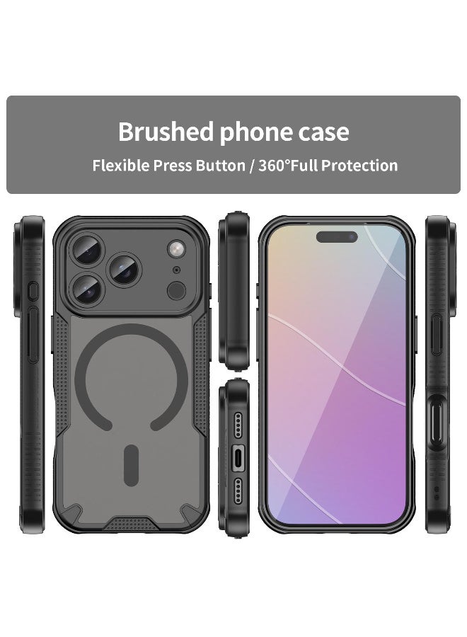 Cover For iPhone 17 Pro Max Armor Glaze MagSafe Magnetic Phone Case Raised edges around the screen and camera lens help prevent scratches - Black - Image 2