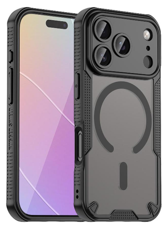Cover For iPhone 17 Pro Max Armor Glaze MagSafe Magnetic Phone Case Raised edges around the screen and camera lens help prevent scratches - Black - Image 1