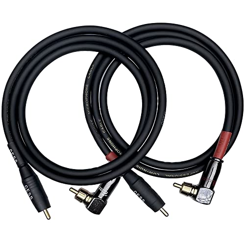 CNCESS CESS-167-3f RCA Right Angle to Straight Type Male to Male Preamp Jumpers Patch Cable, 2 Pack (3 Feet) - Image 1