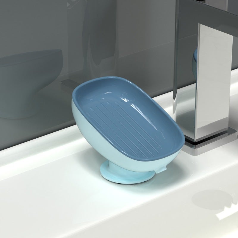 Explosive Soap Box Drain and Punch-Free Household Wall Hanging Suction Cup Soap Storage Rack for Toilet and Bathroom(sky blue bag) - Image 1