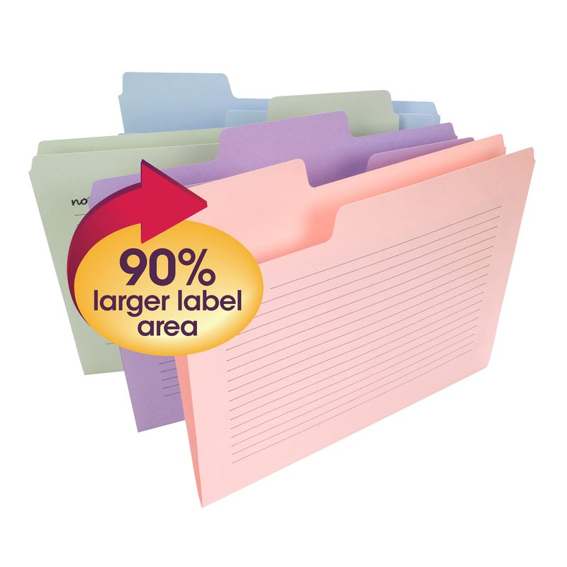 Smead SuperTab Oversized Tab File Folders, 1/3-Cut Oversized Tabs, Letter Size, Assorted Colors, 12 per Pack (11651) - Image 2