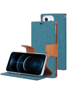 Case Cover For iPhone 13 Pro Max GOOSPERY CANVAS DIARY Cross Texture Horizontal Flip Leather Case with Holder& Card Slots & Wallet Green