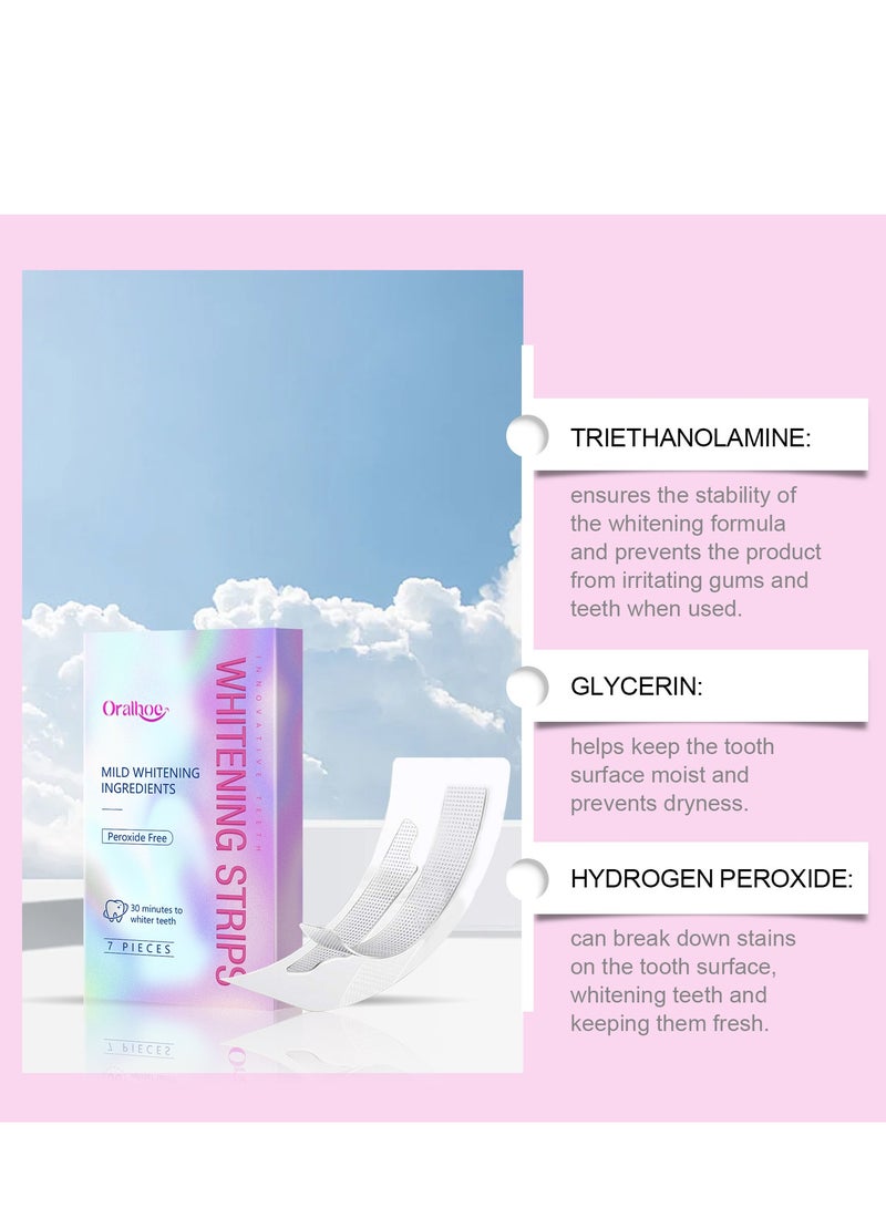 أورالحوي شرائط تبييض الأسنان - خالية من البيروكسيد - تبييض بدون ضرر - إزالة البقع العميقة - تبييض للأسنان الحساسة - 7 شرائط - Image 4