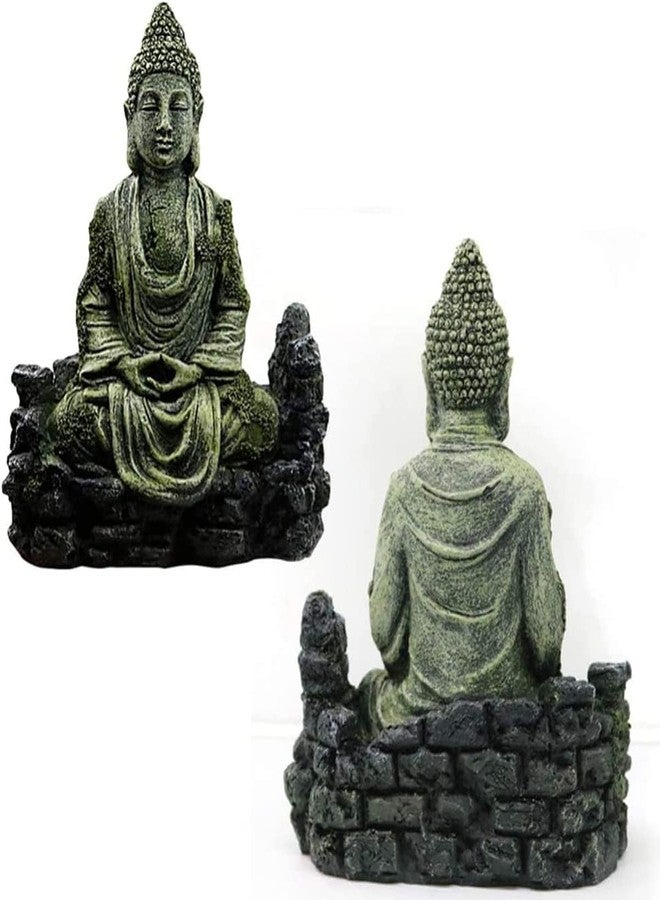 Mistletoe Handcrafted Antique Meditation Buddha Statue for Aquarium | Pond Fountains and Fish Tank Decor | Eco-Friendly Resin | Antique Positive Buddha Ornament (14L x 10W x 7H CM) - Image 3
