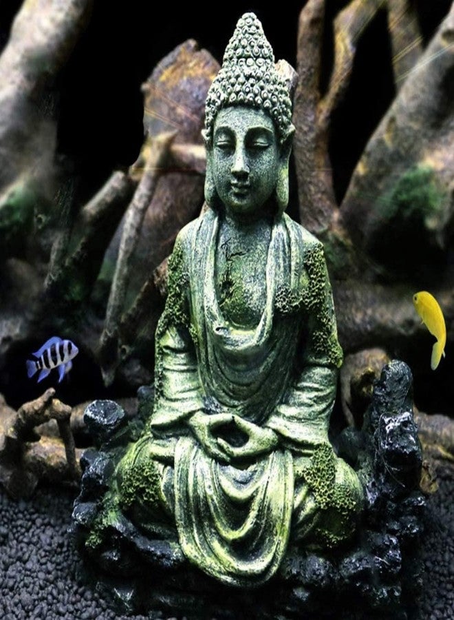 Mistletoe Handcrafted Antique Meditation Buddha Statue for Aquarium | Pond Fountains and Fish Tank Decor | Eco-Friendly Resin | Antique Positive Buddha Ornament (14L x 10W x 7H CM) - Image 5