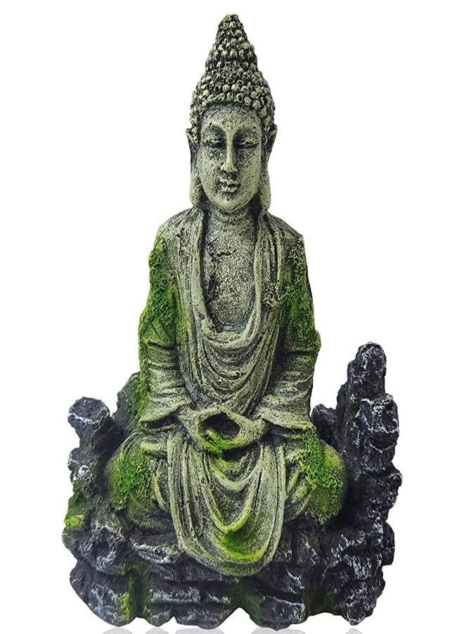 Mistletoe Handcrafted Antique Meditation Buddha Statue for Aquarium | Pond Fountains and Fish Tank Decor | Eco-Friendly Resin | Antique Positive Buddha Ornament (14L x 10W x 7H CM) - Image 4