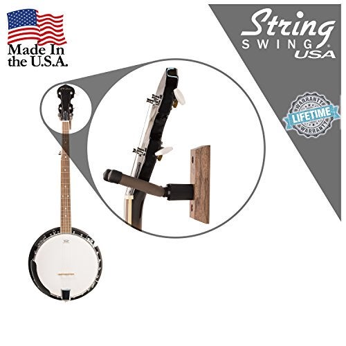 String Swing CC01B-BW Banjo Hanger Wooden Wall Holder Black Walnut Hardwood - Image 4