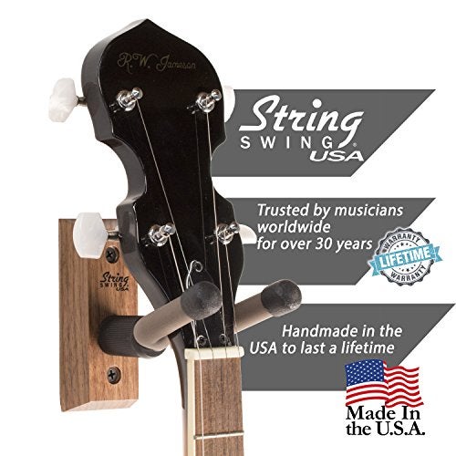String Swing CC01B-BW Banjo Hanger Wooden Wall Holder Black Walnut Hardwood - Image 3