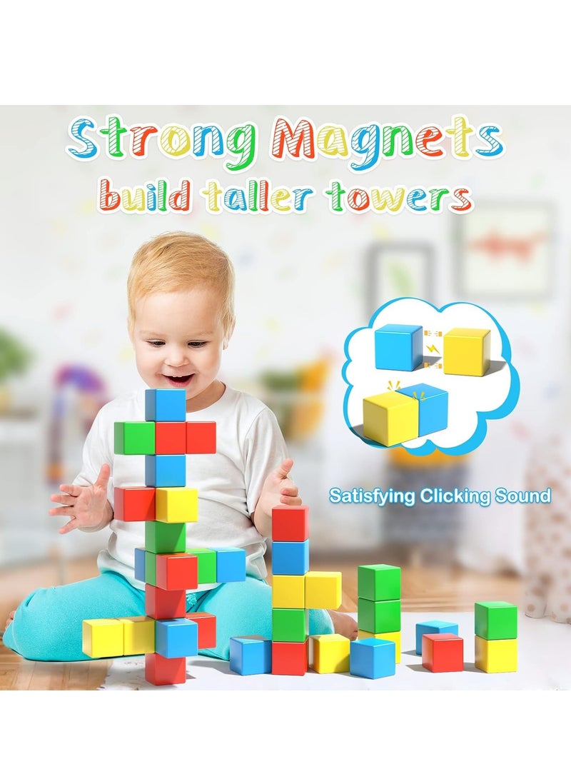 Magnetic Blocks,2cm Large Magnetic Blocks,3D Magnetic Cubes,Preschool Building Kits,Sensory Montessori Toys Children's Blocks,Boys Girls Toddlers  - Image 4