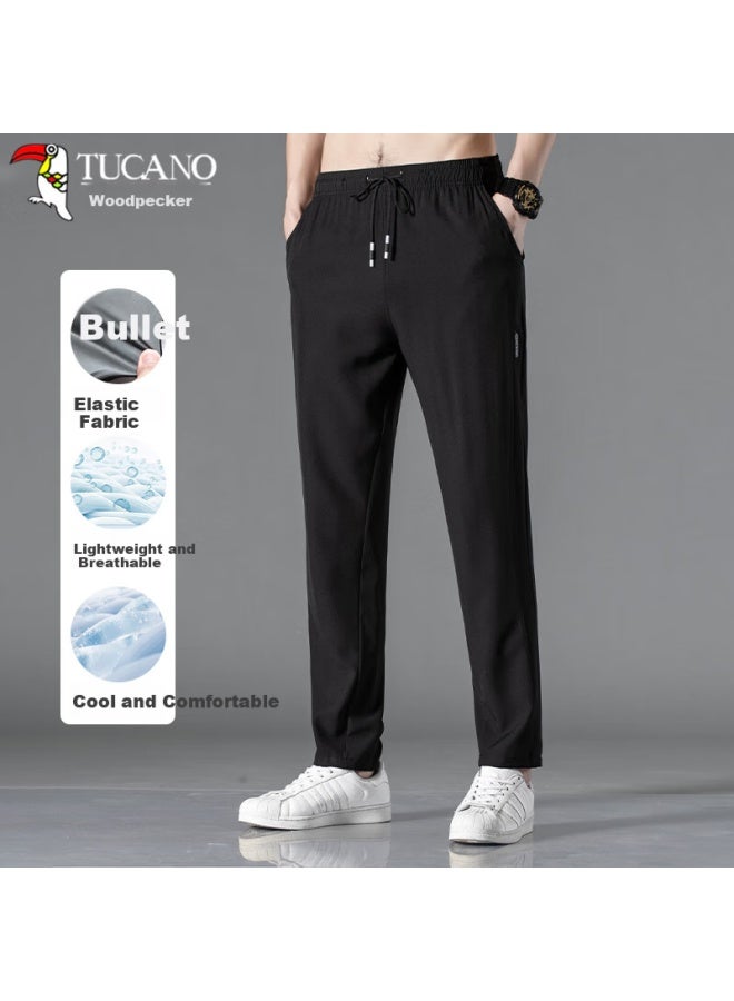 Tucano Men's Summer Ice Silk Thin Casual Pants Loose Fit Sports Comfortable Straight Leg Trousers Men's Wear