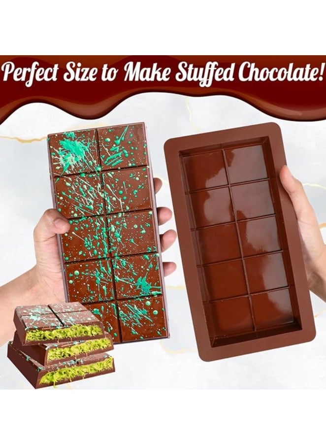 2 Pack Deep Chocolate Bar Molds , Deep Large and Thick Silicone Chocolate Bar Molds for Stuffed Bar, Big Chocolate Candy Bar Mold for Filling Knafeh Pistachio Chocolate Bar  - Image 2