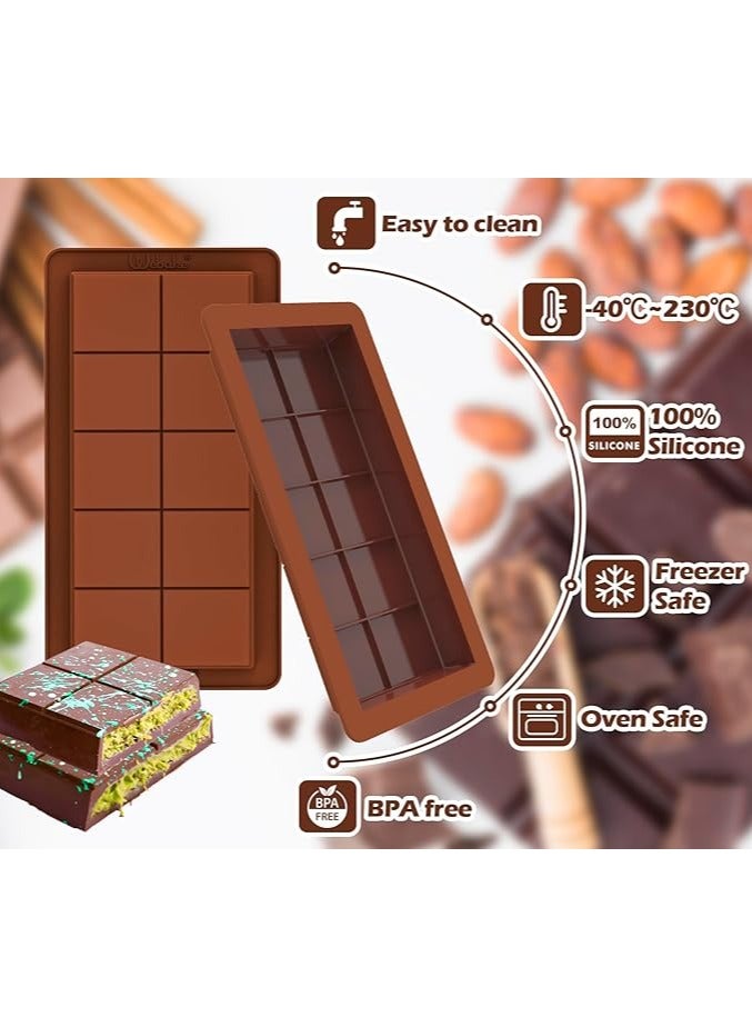 2 Pack Deep Chocolate Bar Molds , Deep Large and Thick Silicone Chocolate Bar Molds for Stuffed Bar, Big Chocolate Candy Bar Mold for Filling Knafeh Pistachio Chocolate Bar  - Image 5