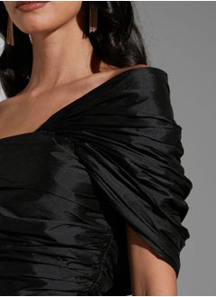 Namshi x Hadia Ghaleb Gathered Shoulder Dress  - Image 4
