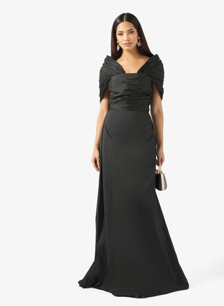 namshi evening dresses Namshi x Off Shoulder Draped Evening Dress in Crepe for Women