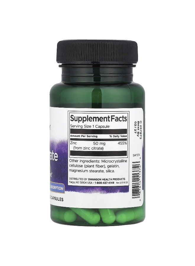 SWANSON Swanson, Zinc Citrate, 50 mg, 60 Capsules  - Image 2