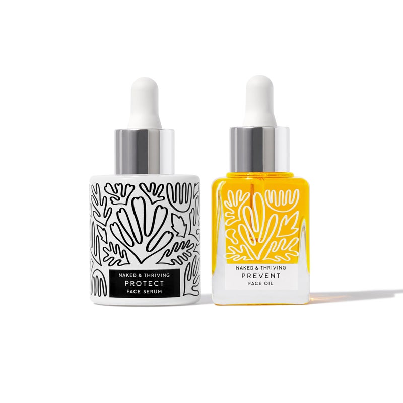 Naked + Thriving Naked & Thriving Limited Edition Day Set | Protect Antioxidant Day Serum (30 mL) + Prevent Anti-Aging Face Oil (35 mL) with Hyaluronic Acid, Moringa and Rosehip Oil | 65 mL/2.18 fl oz (Set of 2) - Image 2