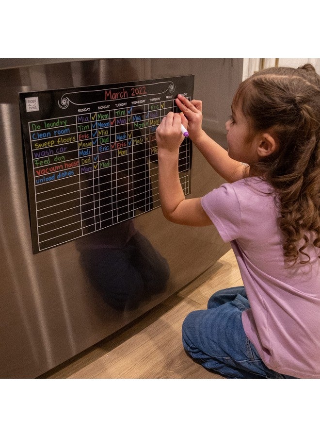 هابينيست لوحة مخططات الأعمال القابلة للمسح الجاف المغناطيسية وتقويم شهري للأطفال والمراهقين والعائلة - عبوتان للثلاجة، 5 أقلام تحديد مع ممحاة علوية، 36 ملصقًا قابلًا لإعادة الاستخدام - Image 5