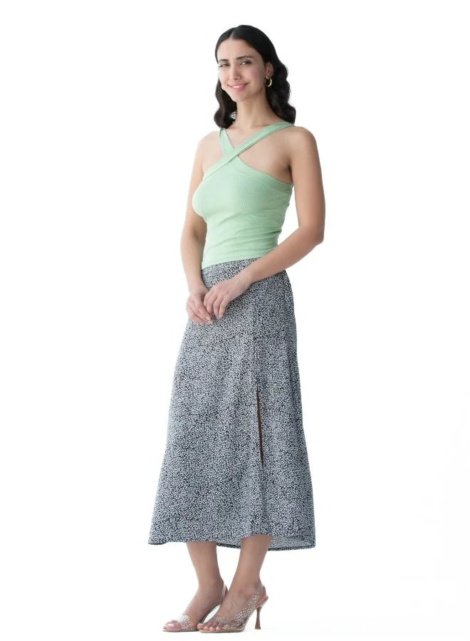 زابايوني Chic Printed Midi Skirt - Effortlessly Feminine