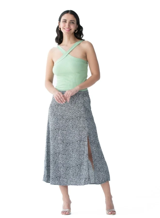 زابايوني Chic Printed Midi Skirt - Effortlessly Feminine