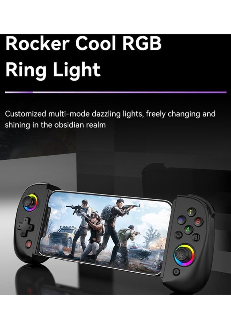 Generic - D8 Telescopic Mobile Phone Gamepad with Turbo/6-axis Gyro/Vibration Wireless Game Controller Joystick Bluetooth-Compatible5.2 RGB Light for Android iOS PS3 PS4 Switch PC - Image 1