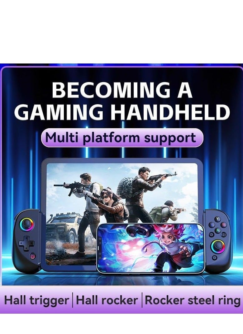 Generic - D8 Telescopic Mobile Phone Gamepad with Turbo/6-axis Gyro/Vibration Wireless Game Controller Joystick Bluetooth-Compatible5.2 RGB Light for Android iOS PS3 PS4 Switch PC - Image 1