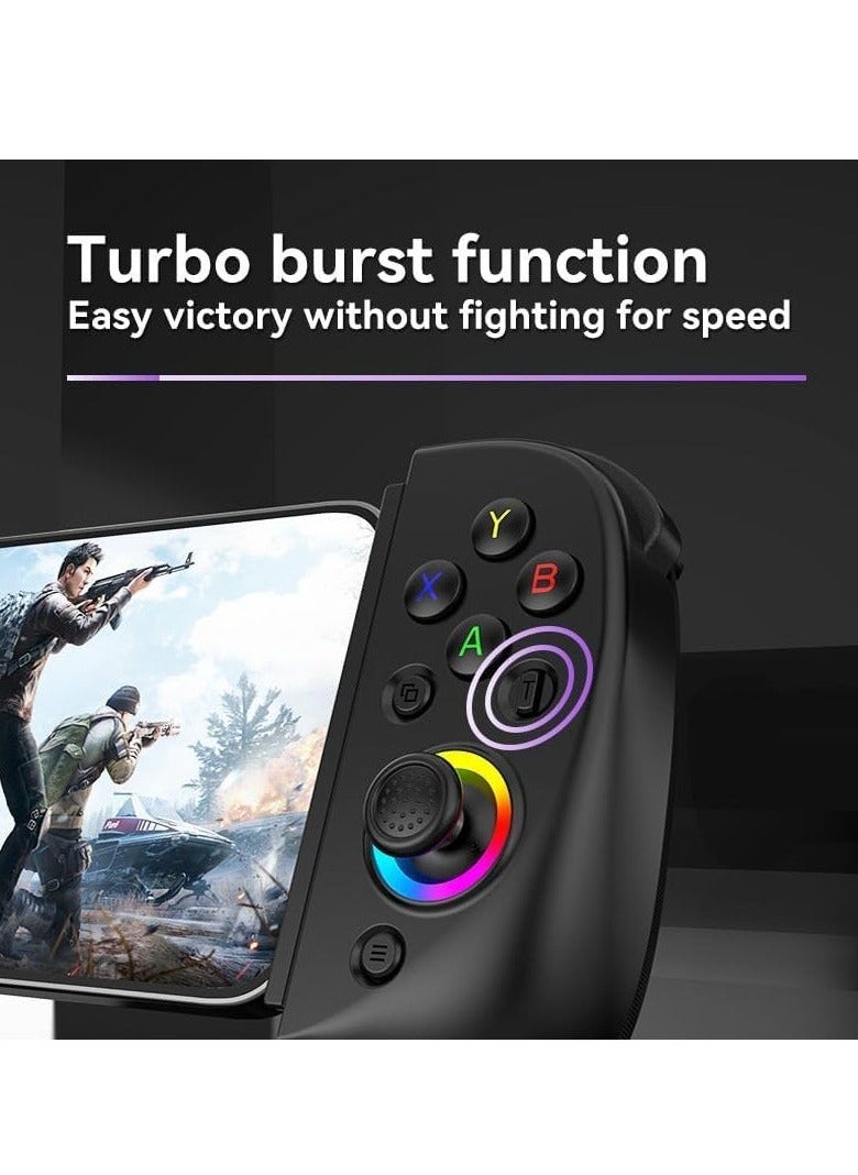 Generic - D8 Telescopic Mobile Phone Gamepad with Turbo/6-axis Gyro/Vibration Wireless Game Controller Joystick Bluetooth-Compatible5.2 RGB Light for Android iOS PS3 PS4 Switch PC - Image 1