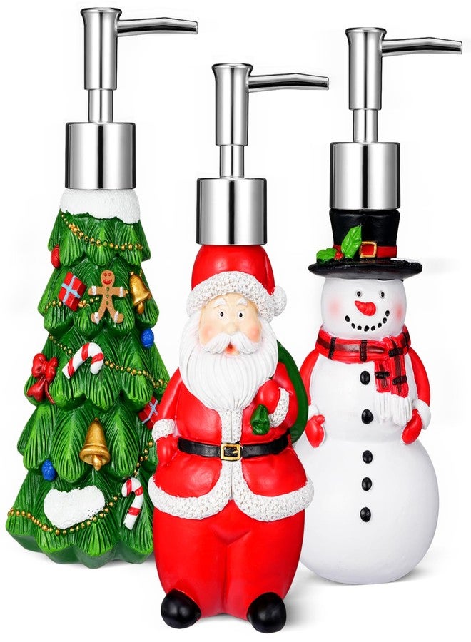 Barydat 3 Pcs Christmas Hand Soap Dispenser - Resin Lotion Pump Santa Shaped Novelty Refillable Soap Dispensers for Kitchen Bathroom - Image 1