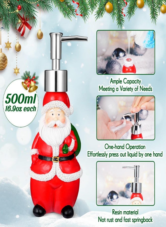 Barydat 3 Pcs Christmas Hand Soap Dispenser - Resin Lotion Pump Santa Shaped Novelty Refillable Soap Dispensers for Kitchen Bathroom - Image 4