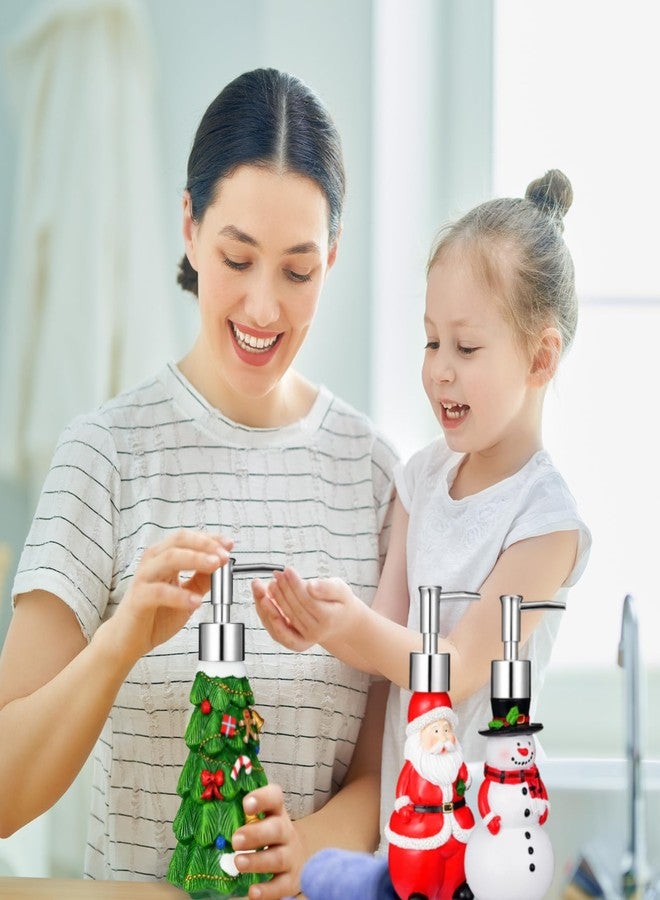 Barydat 3 Pcs Christmas Hand Soap Dispenser - Resin Lotion Pump Santa Shaped Novelty Refillable Soap Dispensers for Kitchen Bathroom - Image 5