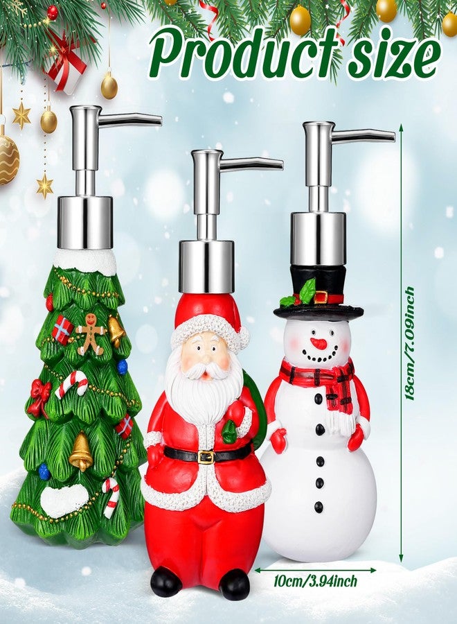 Barydat 3 Pcs Christmas Hand Soap Dispenser - Resin Lotion Pump Santa Shaped Novelty Refillable Soap Dispensers for Kitchen Bathroom - Image 2