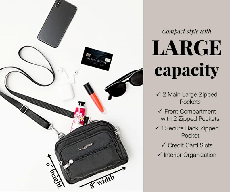Baggallini womens Triple Zip Travel Crossbody Handbags, Pacific, One Size US - Image 3